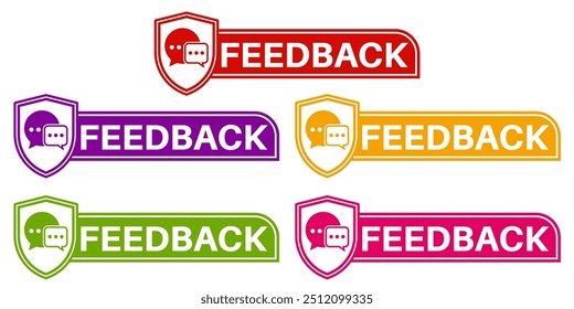 	
set collections colourful trendy feedback icon. criticism Sign label design template vector illustration