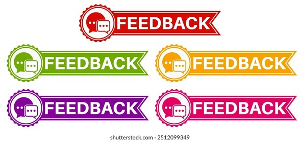 	
set collections colourful trendy feedback icon. criticism Sign label design template vector illustration