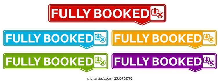 set collections colourful trendy fully booked icon Sign label sticker design template vector illustration