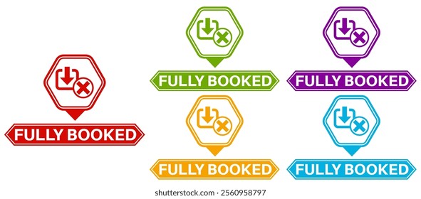 set collections colourful trendy fully booked icon Sign label sticker design template vector illustration