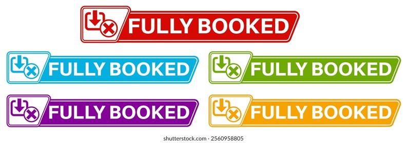 set collections colourful trendy fully booked icon Sign label sticker design template vector illustration