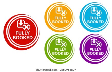 set collections colourful trendy fully booked icon Sign label sticker design template vector illustration