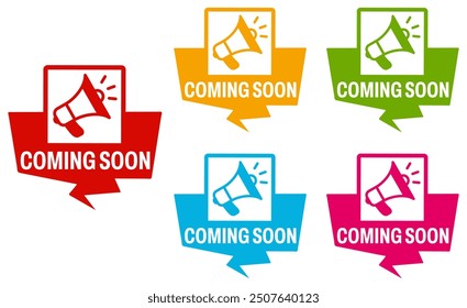 set collections coming soon icon. Promotion sign template design vector illustration