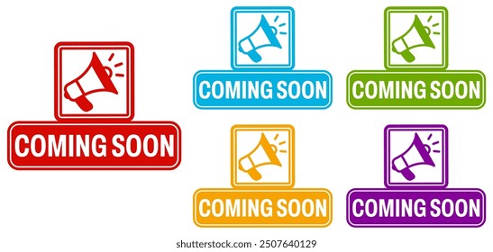set collections coming soon icon. Promotion sign template design vector illustration