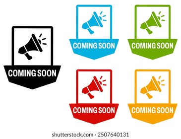 set collections coming soon icon. Promotion sign template design vector illustration