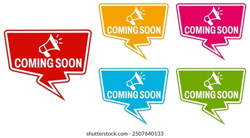 set collections coming soon icon. Promotion sign template design vector illustration