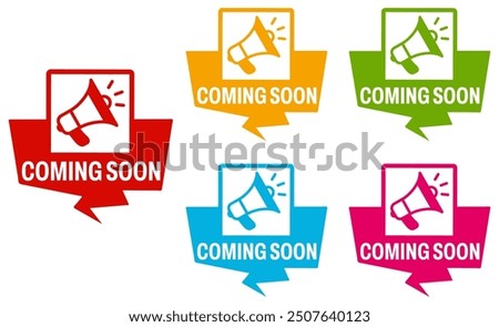 set collections coming soon icon. Promotion sign template design vector illustration