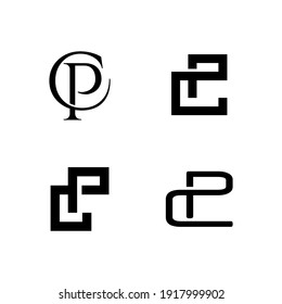 Establecer el vector de diseño del logotipo CP de colecciones