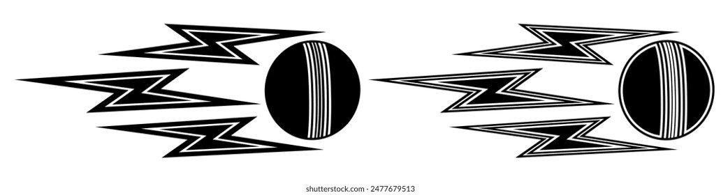 set collections cricket ball power shoot lightning icon design template vector illustration