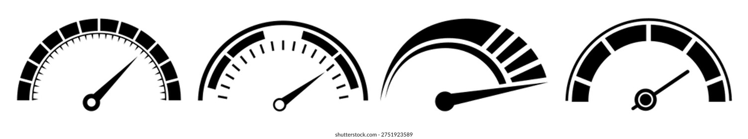 set collections dashboard speedometer, odometer and tachometer icon design vector illustration
