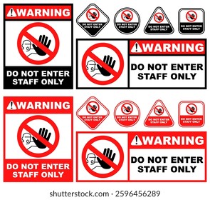 set collections do not enter staff only sign symbol design label template vector illustration