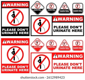 Set Collections don't urinate here warning sign template design vector illustration	

