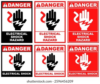 Set Collections electrical shock hazard danger sign template design vector illustration	