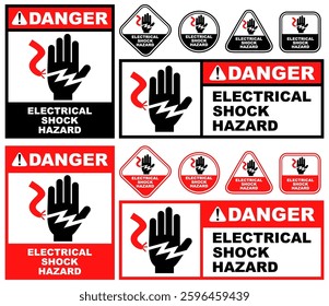 Set Collections electrical shock hazard danger sign template design vector illustration