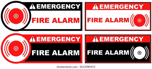 Set Collections emergency fire alarm sign template design vector illustration