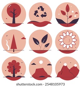 Set Of Collections Environment Icons in white Background