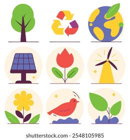 Set Of Collections Environment Icons in white Background