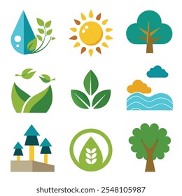 Conjunto de iconos de ambiente de Colecciones en fondo blanco