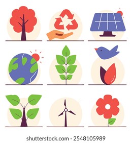 Set Of Collections Environment Icons in white Background