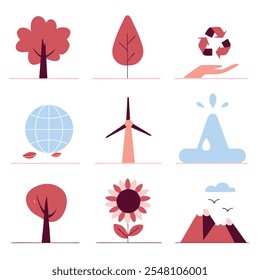 Set Of Collections Environment Icons in white Background