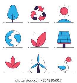 Set Of Collections Environment Icons in white Background