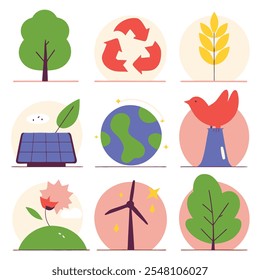 Set Of Collections Environment Icons in white Background