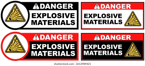 Set Collections explosive materials danger sign template design vector illustration