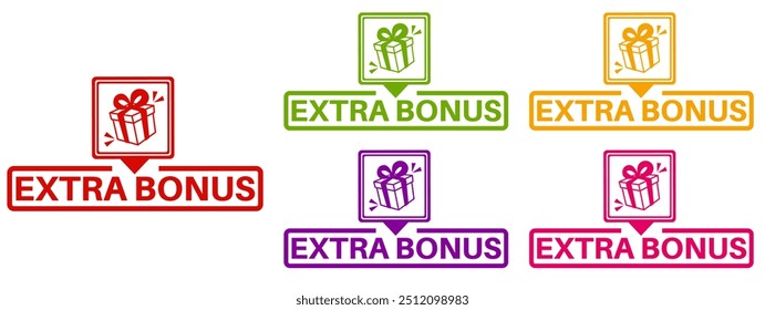 set collections extra bonus icon labels. free gift sign promotion labels template design vector illustration