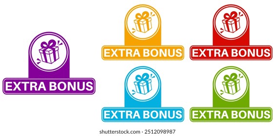 set collections extra bonus icon labels. free gift sign promotion labels template design vector illustration
