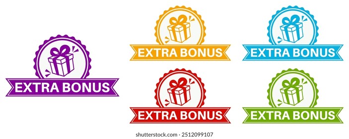 Set Kollektionen extra Bonus Icon Labels. kostenlose Geschenk-Zeichen Promotion-Etiketten Vorlage Vektorgrafik