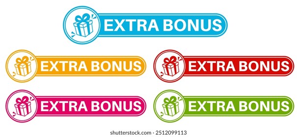 set collections extra bonus icon labels. free gift sign promotion labels template design vector illustration