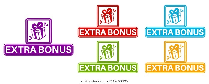 set collections extra bonus icon labels. free gift sign promotion labels template design vector illustration