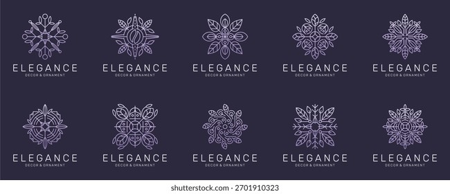 Set Kollektionen von Blumen Eleganz mit Ornament und Dekoration, abstrakte florale Logo Design Vektor Inspirationen.	
