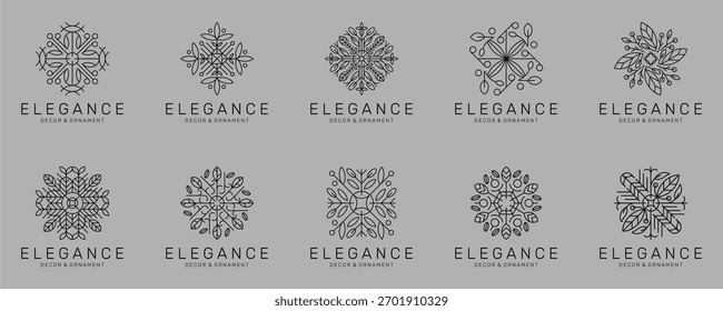 Set Collections of Flower Elegance with Ornament and Decoration, Abstract Floral Logo Design Vector Inspirations.	
