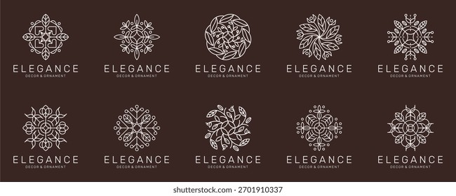Set Collections of Flower Elegance with Ornament and Decoration, Abstract Floral Logo Design Vector Inspirations.	
