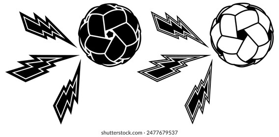 set collections flying kick volleyball lightning bolt design template vector illustration