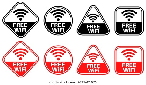 Establecer Colecciones WiFi gratis Señal de precaución Plantilla Diseño Ilustración vectorial