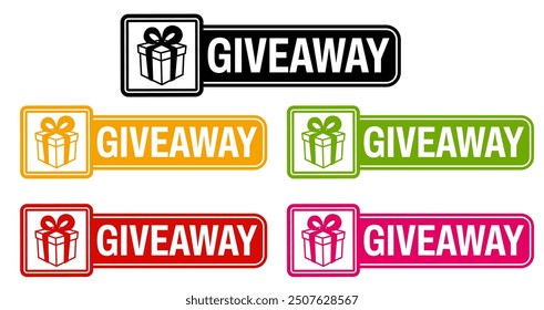 set collections giveaway-Symbolbeschriftungen. Geschenk für Anhänger Social Media Zeichen Vorlage Aufkleber Design Vektorgrafik