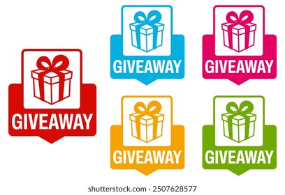 set collections giveaway icon labels. gift for followers social media sign template sticker design vector illustration