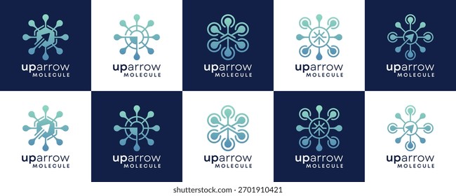 Establezca las Colecciones de la flecha del crecimiento hacia arriba con la Tecnología de la molécula, Inspiraciones del diseño del logotipo.