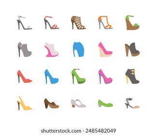Establecer colecciones icono de tacones altos.
