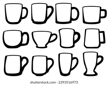 Set Collections icon of Drink glass Black outline line art one line drawing logo vector illustration