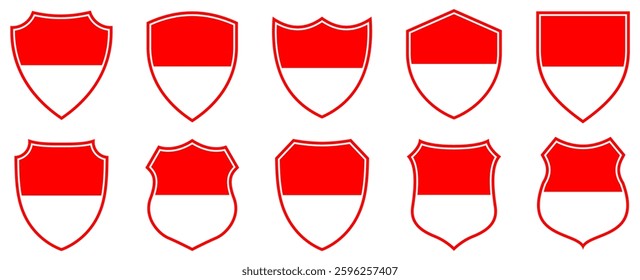 	
set collections indonesia flag in shield badge icon. indonesia flag symbol of powerful country. indonesia independence day emblem label sticker design template vector illustration