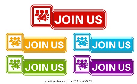 definir rótulos de ícone de junção de coleções. Ilustração de vetor de design de adesivo de modelo de sinal de recrutamento de contratação