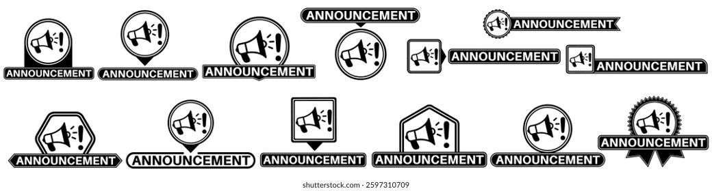 set collections labels announcement sign. public announcing symbol icon design vector illustration