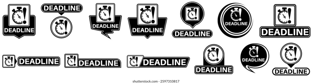 set collections labels deadline sign. event reminder notification symbol agenda icon design vector illustration