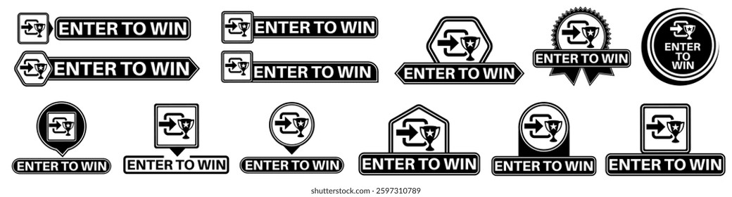 Set collections labels enter to win sign. giveaway symbol icon design vector illustration