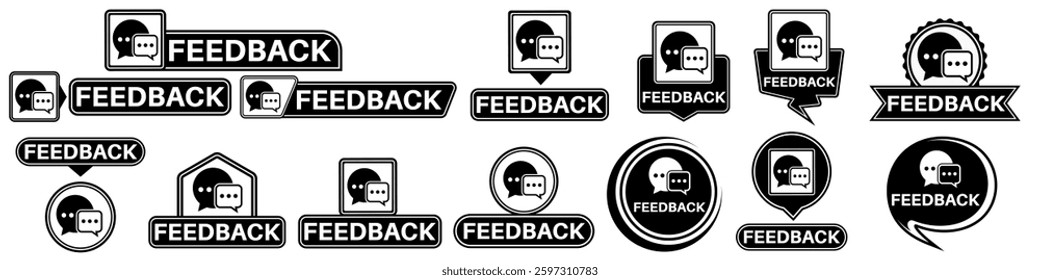 set collections labels feedback sign. customer review symbol icon design vector illustration