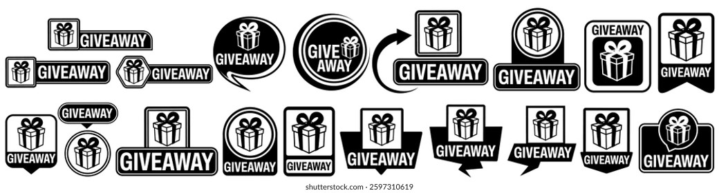 set collections labels giveaway sign. free gift symbol Gift box icon design vector illustration