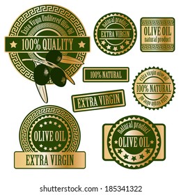 set collections of labels for olive oil, olive branch products isolated on white background. vector illustration 